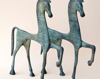 Bronze Greek Horse, Geometric Metal Art Sculpture, Bronze Sculpture, Museum Quality Art, Greek Art, Ancient Greece,Equine Decor