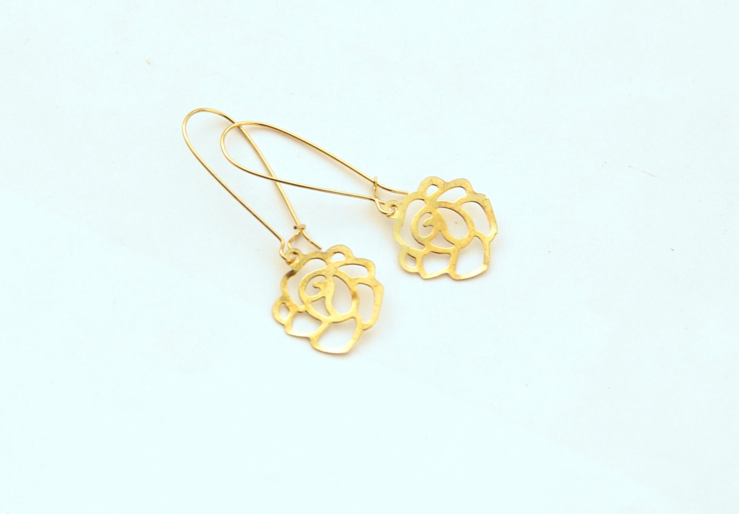 Gold Lace Rose Earrings Dainty Earrings Rose Jewelry