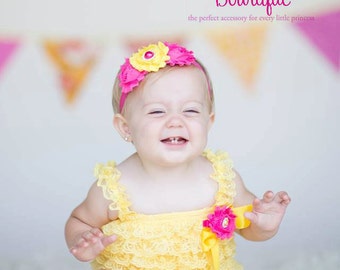Baby Girl 1st Birthday Outfit - Cake Smash Outfit- Ruffle Rompers - Baby Romper - You are my Sunshine Birthday Outfit - Yellow Petti Rompers