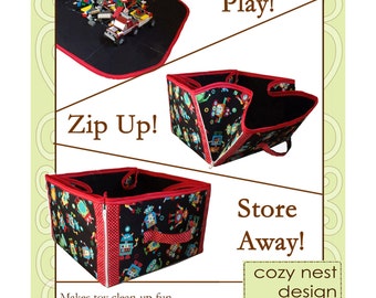 PDF Sewing Pattern: Convertible Play Mat & Storage Tote- cozy nest design