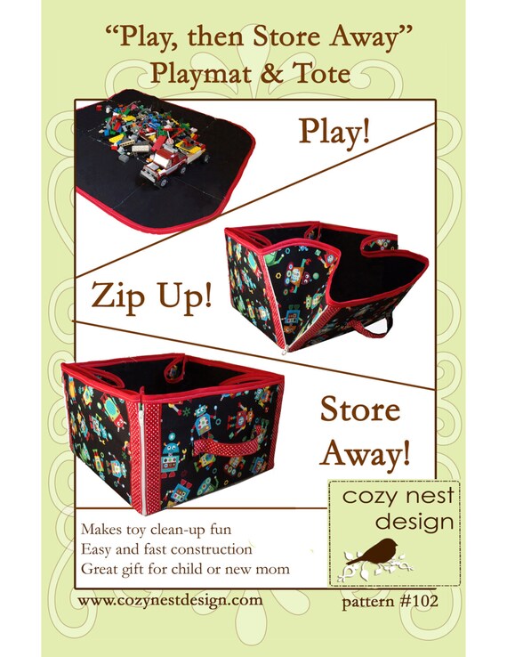 PDF Sewing Pattern Convertible Play Mat & Storage Tote cozy