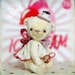 LEA, Vanilla Ice-Cream 4.7" Artist OOAK Collectible Pocket Sized Miniature Teddy Bear By OddPrincess, Shabby Chic, Bear For Blythe