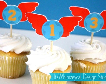 wings cupcake topper etsy