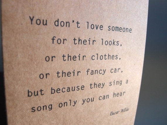 Oscar Wilde quote - Kraft card - Love Song - Valentine's Day, Wedding ...