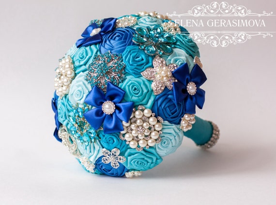 blue turquoise Fabric Bouquet