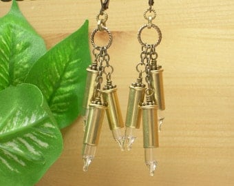Bullet Jewelry ~ 22 Caliber Brass Bullet Casing ~ Clear Christmas Light Bulbs