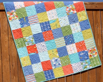 MADE TO ORDER - Nautical Baby Boy Quilt Bartholo-meow's Reef Ocean Blue ...