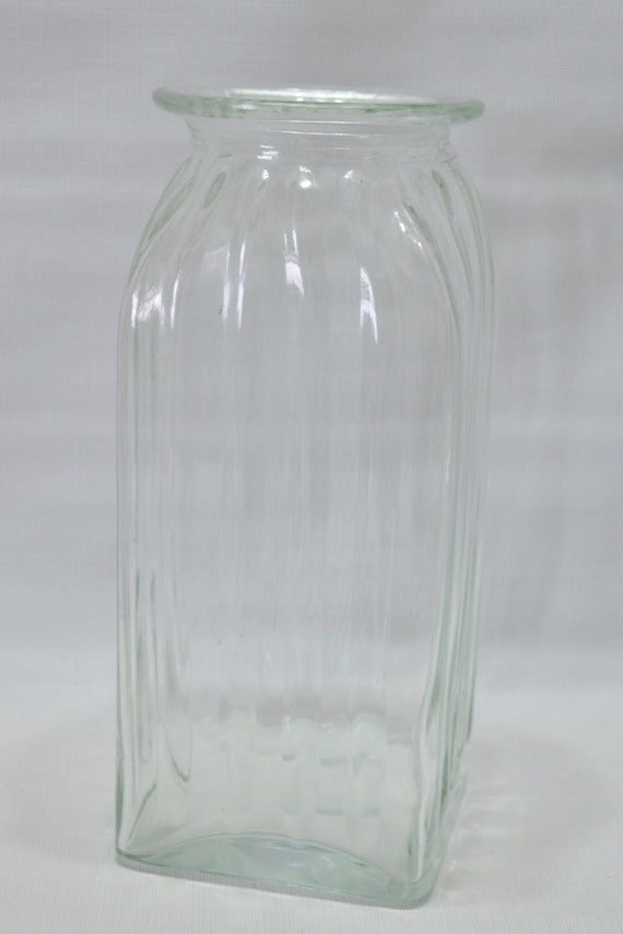 Download Vintage Tall Clear Glass Square Vase Bottle