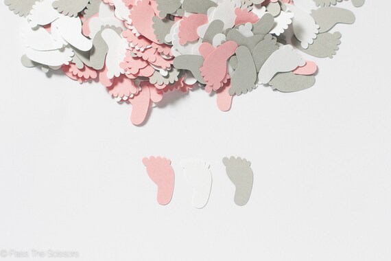 Baby Shower Decoration Confetti Footprint Pink Gray Il_570xn