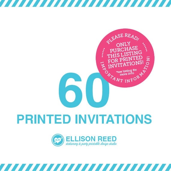 60 professional printed invitation or photo cards with white envelops by Ellison Reed Il_570xn