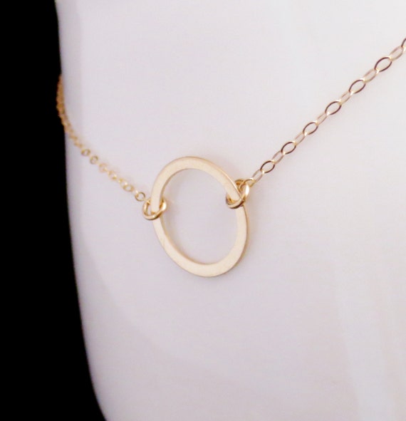 Gold Eternity Circle Necklace Open Infinity Circle Jewelry