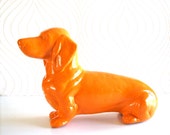 Dachshund Dog Animal Statue in bright orange