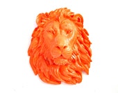 Faux Taxidermy Large Lion Animal Head Wall Hanging Wall Decor home decor:  Leonard the Lion in bright orange