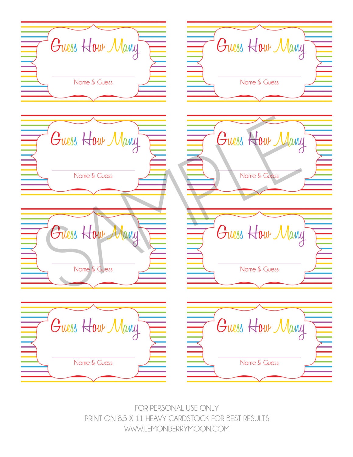 Guess How Many Printable Baby Shower Or Birthday by LemonberryMoon