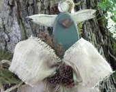 SALE - Christmas in July - One-of-a-Kind Country Frame Repurposed into an Angel "Wreath"