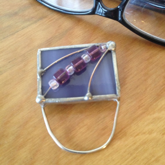 Eyeglass Holder Stained Glass Pin Purple