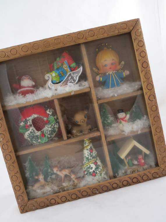 wreath vintage bottle brush Vintage Christmas  Christmas Mid Decoration  Century Box Shadow