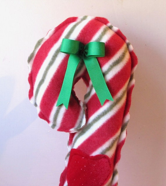 stuffed candy cane dog toy