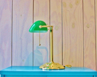 Vintage Bankers light-Green shade-Desk Lamp-Bankers' Lamp