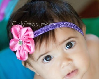 Doc McStuffins Headband. Pink flower Headband. Hot Pink Flower Headband. Baby Headband. Girl Headband. Newborn Headband.