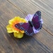 Butterfly Hair Barrette - Fabric Flower and Butterfly Hair Accessory - Purple and Gold Flowers - Butterfly Accessory