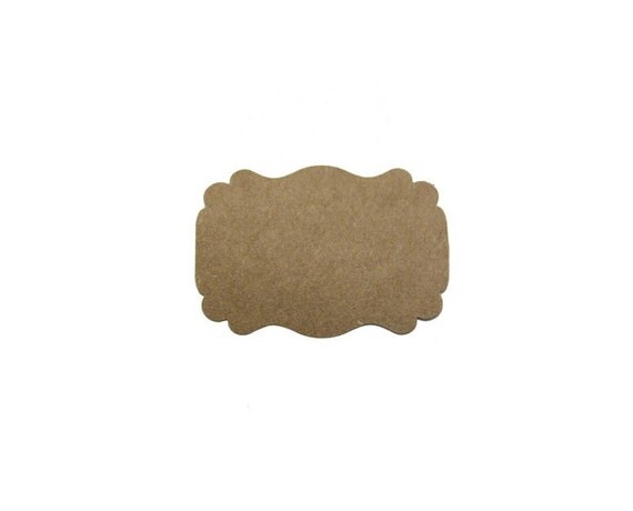 50 Small Kraft Paper Fancy Rectangle Labels by PetuniasWhimsy