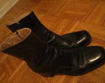 Florsheim Black Leather Mens Boots Size 10 B. Ankle High with Zipper.