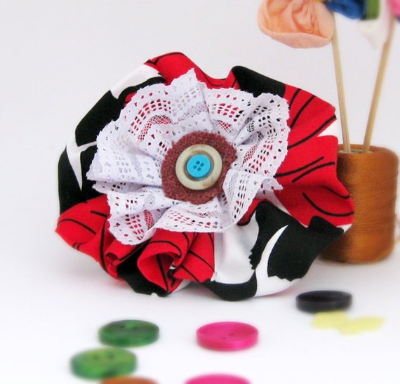 Items similar to Large fabric flower, oversized brooch, cloth flower