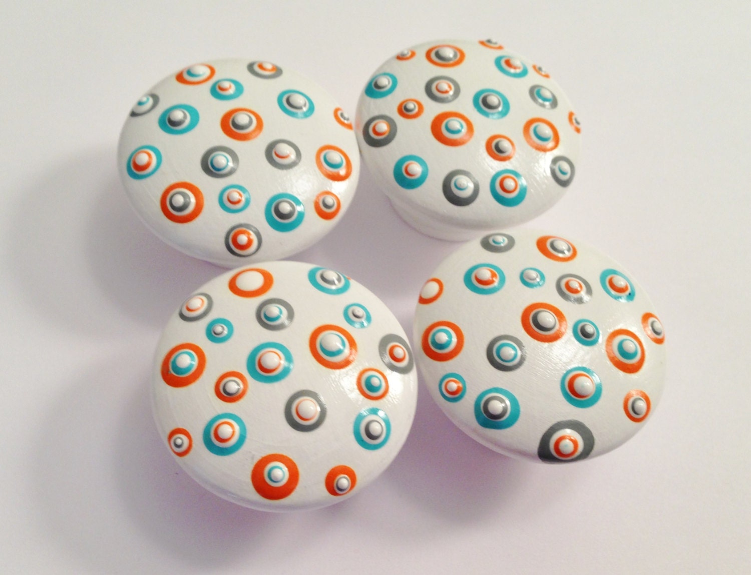 Hand Painted White Drawer Knobs with Orange by TheLittleNursery