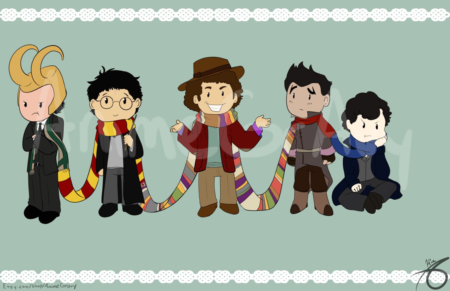 11x17 Scarf print by AnimeGrAvy on Etsy