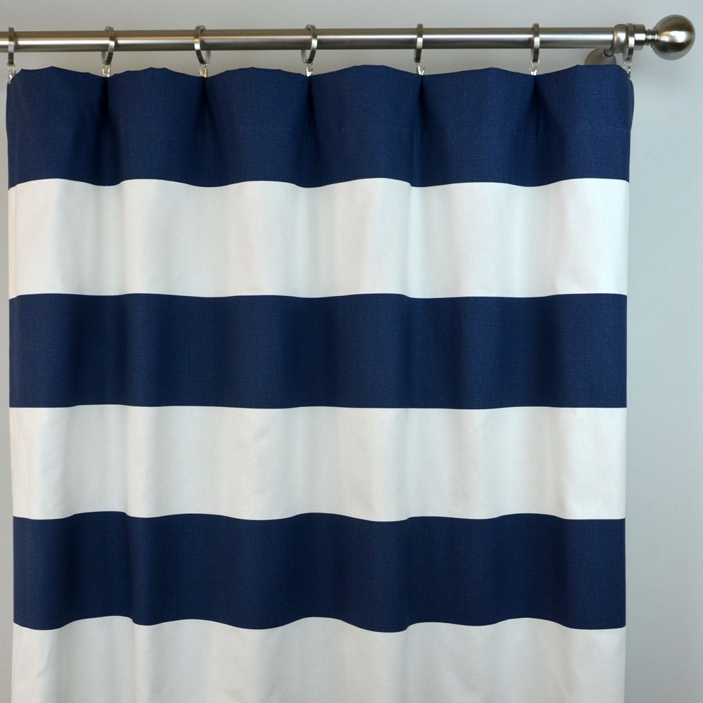 Vinyl Bathroom Window Curtains Navy and White Striped Skirt