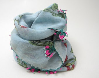 Vintage Turkish Scarf in Light Blue