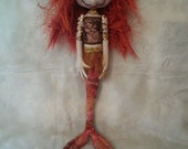 Cloth Art Doll, Mermaid OOAK Cloth Doll,  Art Doll, Handmade Collectible Doll, Textile Art Doll, Mermaid