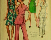 Dress, Top & Pants -  1970's - Simplicity Pattern 8845   Size 16 1/2  Bust  39"