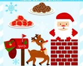 CIJ SALE - Here Comes Santa Clip Art - Cute Christmas Clip Art - Christmas Clipart - Reindeer, Cookies, Mailbox, Letter, Snowflakes, Chimney Il_170x135