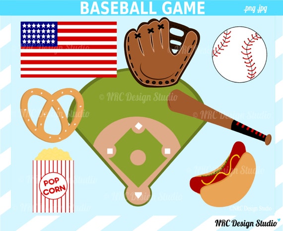 Sports Clip Art - Baseball Game Clip Art - Digital Baseball Clipart Il_570xn