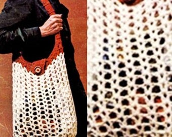 Crochet Shopping Bag - PDF Instant Download - Mesh Handbag - Vintage Fashion Shopping Net - Digital Pattern - Recycling Grocery Bag - Vtg