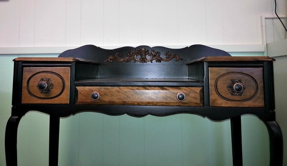 Maple vanity desk black with stained accents Haute Juice