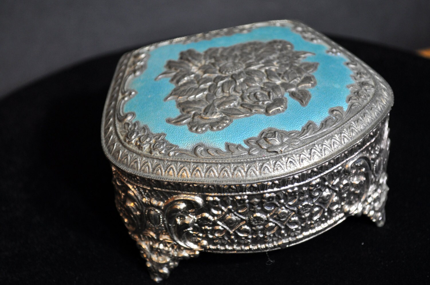 Vintag Silver Jewelry Box Antique metal jewelry box trinket