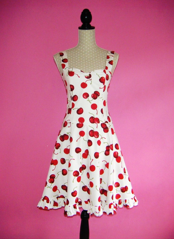 SALE Sew Innocent... White Cherries Sweet Lolita Dress UK 8/10