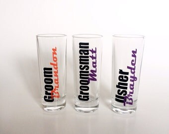 Groom Shot Glass, Groomsman Shot Glass, Men's Shot Glasses, Usher Shot Glass, Groomsman Gift, Groom Gift, Usher Gift, Wedding Shot Glasses