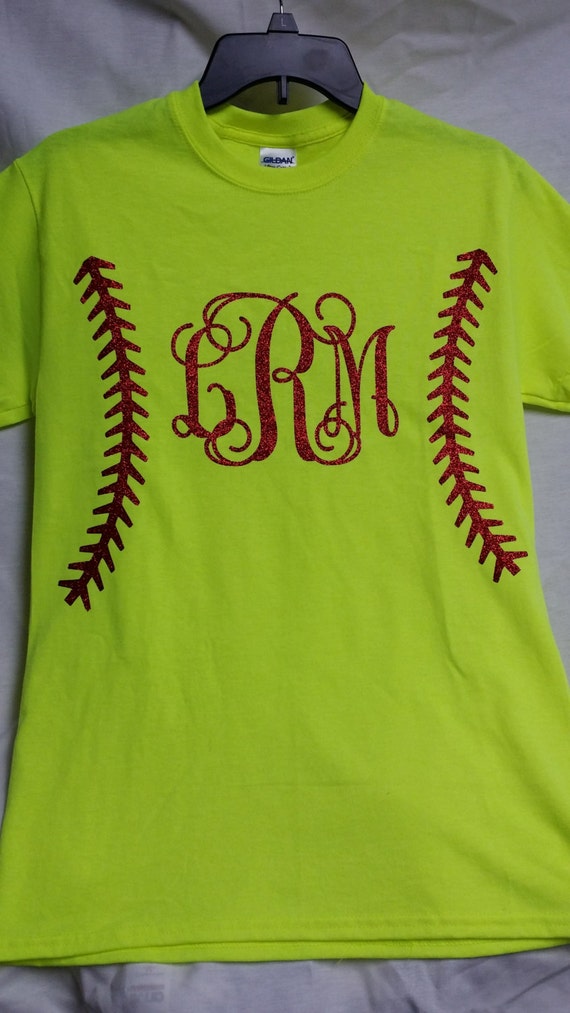 Name Or Monogrammed Softball Short Sleeve Youth T Shirt With