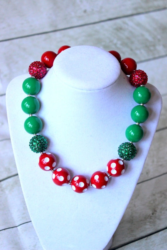 Items similar to christmas chunky necklace for girls christmas necklace