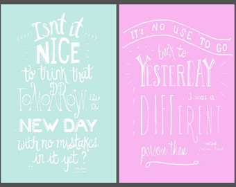 TWO Literary Quote Prints, Pair of 11x14