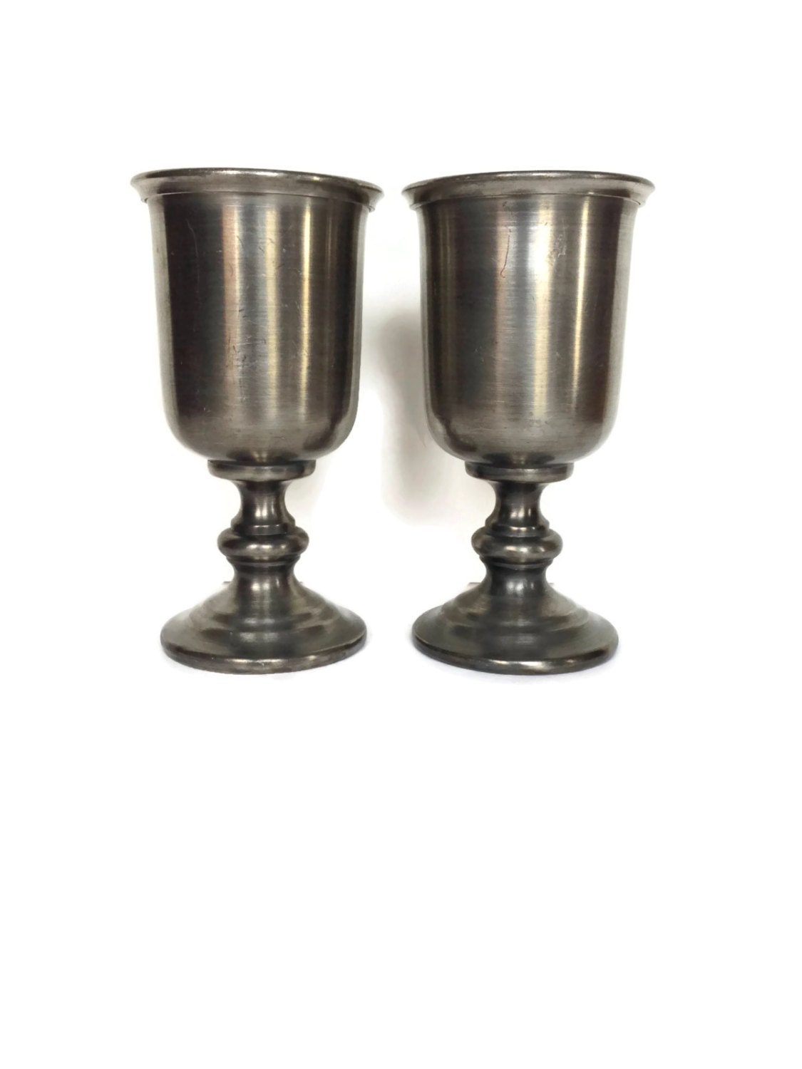 Pewter goblets vintage colonial casting wine glasses