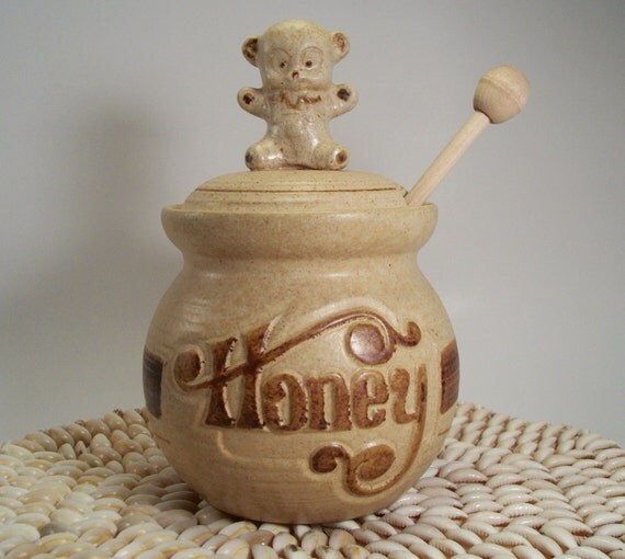 y honey craft Pot Jar Teddy USA Pottery Honey w/ Lid by Bear Craft y honey craft Pot Jar Teddy USA Pottery Honey w/ Lid by Bear Craft