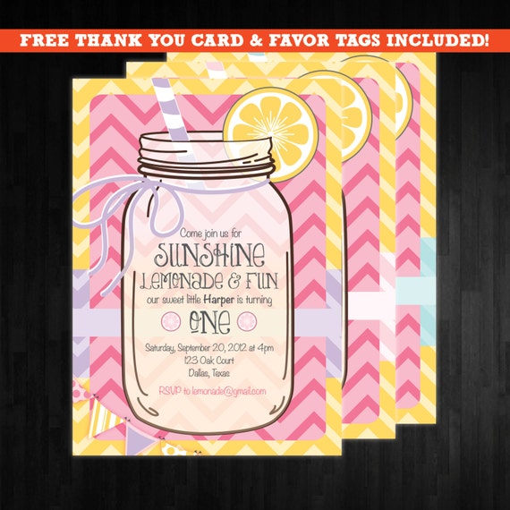 lemonade Birthday Invitation first birthday by AbbyReeseDesign