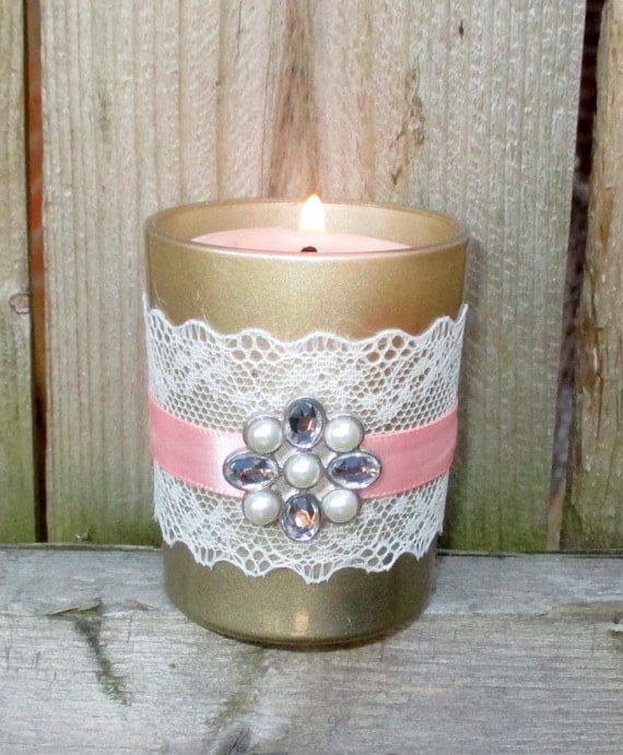 Wedding Votive Candle Holder / Champagne by CarolesWeddingWhimsy