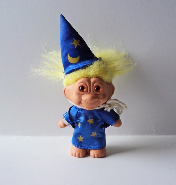 Wizard Troll Doll Yellow Hair Toy Figure Vintage