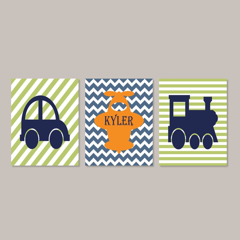 Car Nursery Decor Baby Boy Wall Art Train by LovelyFaceDesigns
